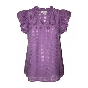 Entro‎ Purple Sheer Ruffle Sleeve Blouse w/ Lining – Women’s Medium